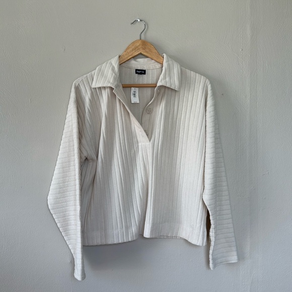 GAP Tops - NWT Gap striped split collar shirt white